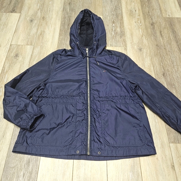 Tommy Hilfiger Navy Blue Windbreaker Lightweight Jacket Coat Women's Large - Picture 1 of 9